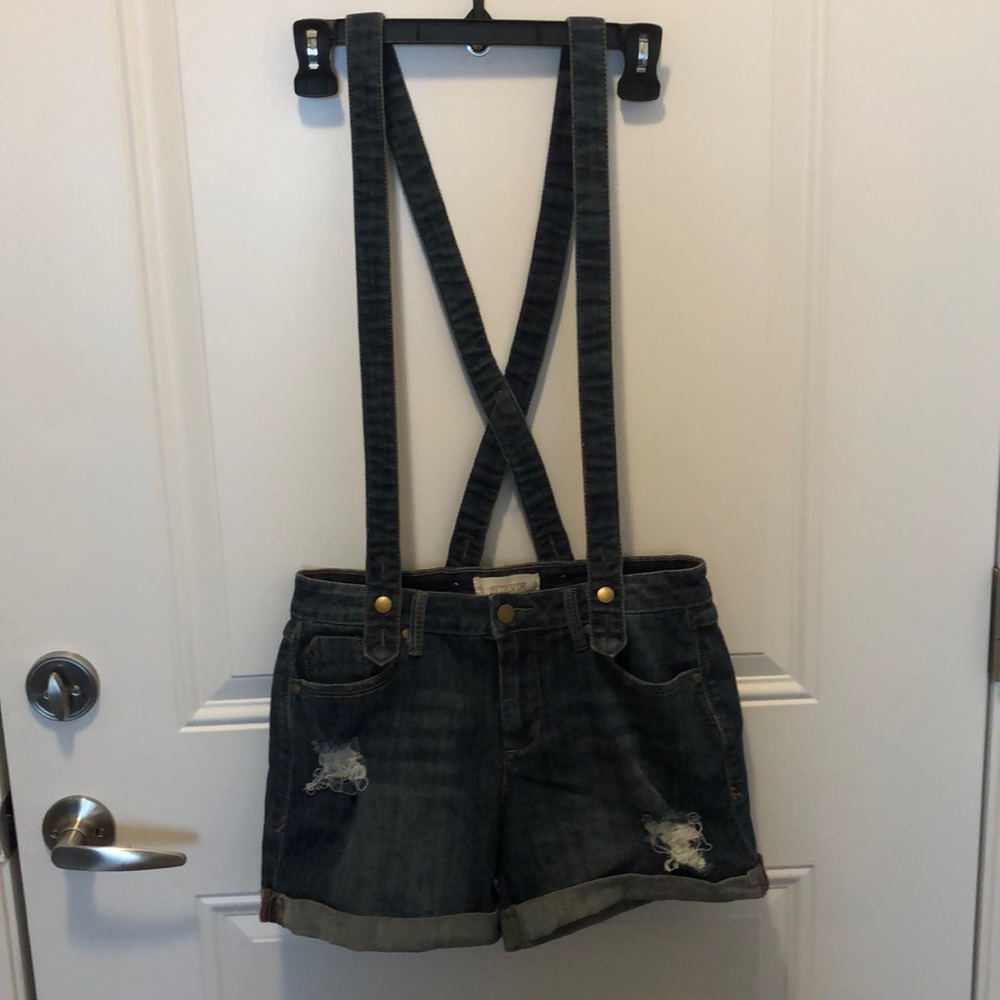 Cute denim jean shorts with overall straps